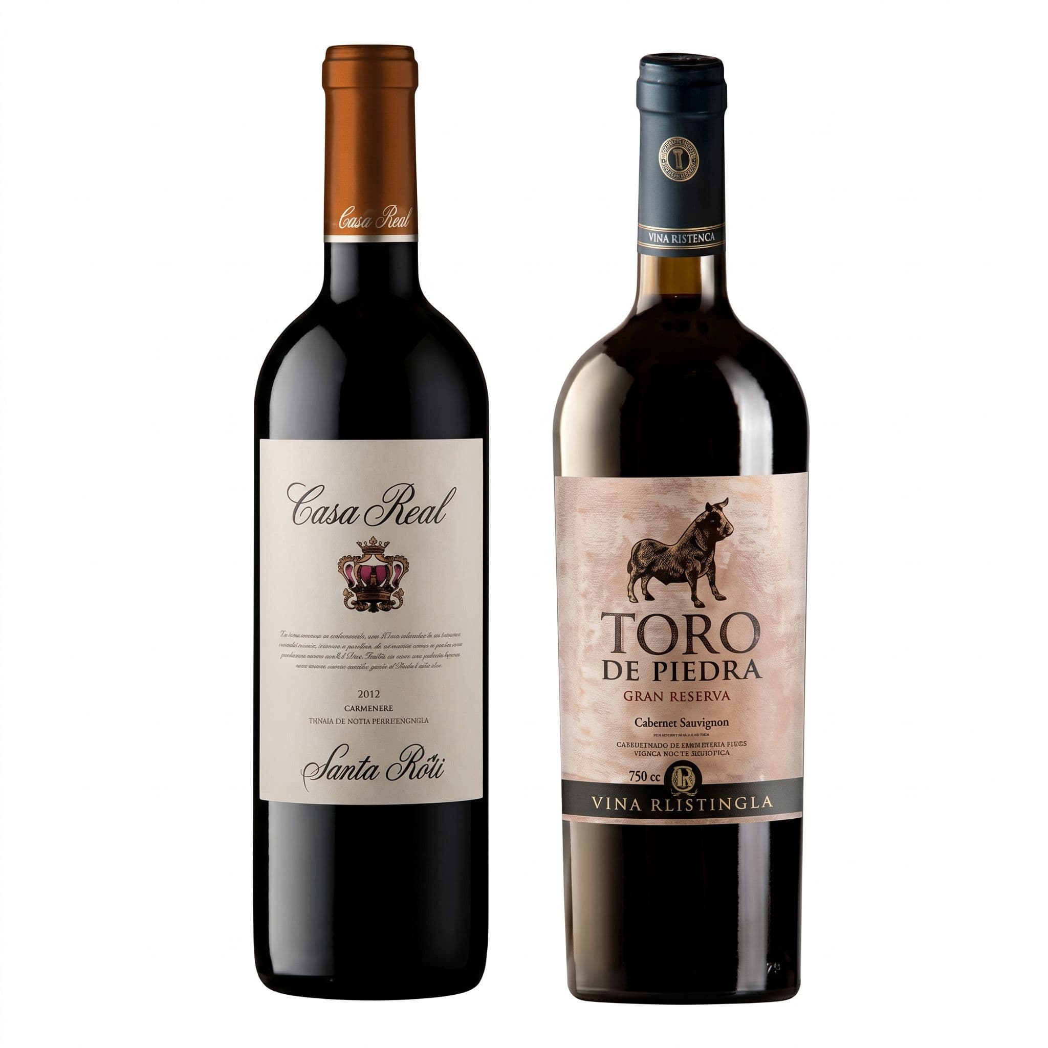 DUO CASA REAL - TORO DE PIEDRA: Vino Casa Real Carmenere 750cc + Vino Toro de Piedra Cabernet Sauvignon 750cc_1