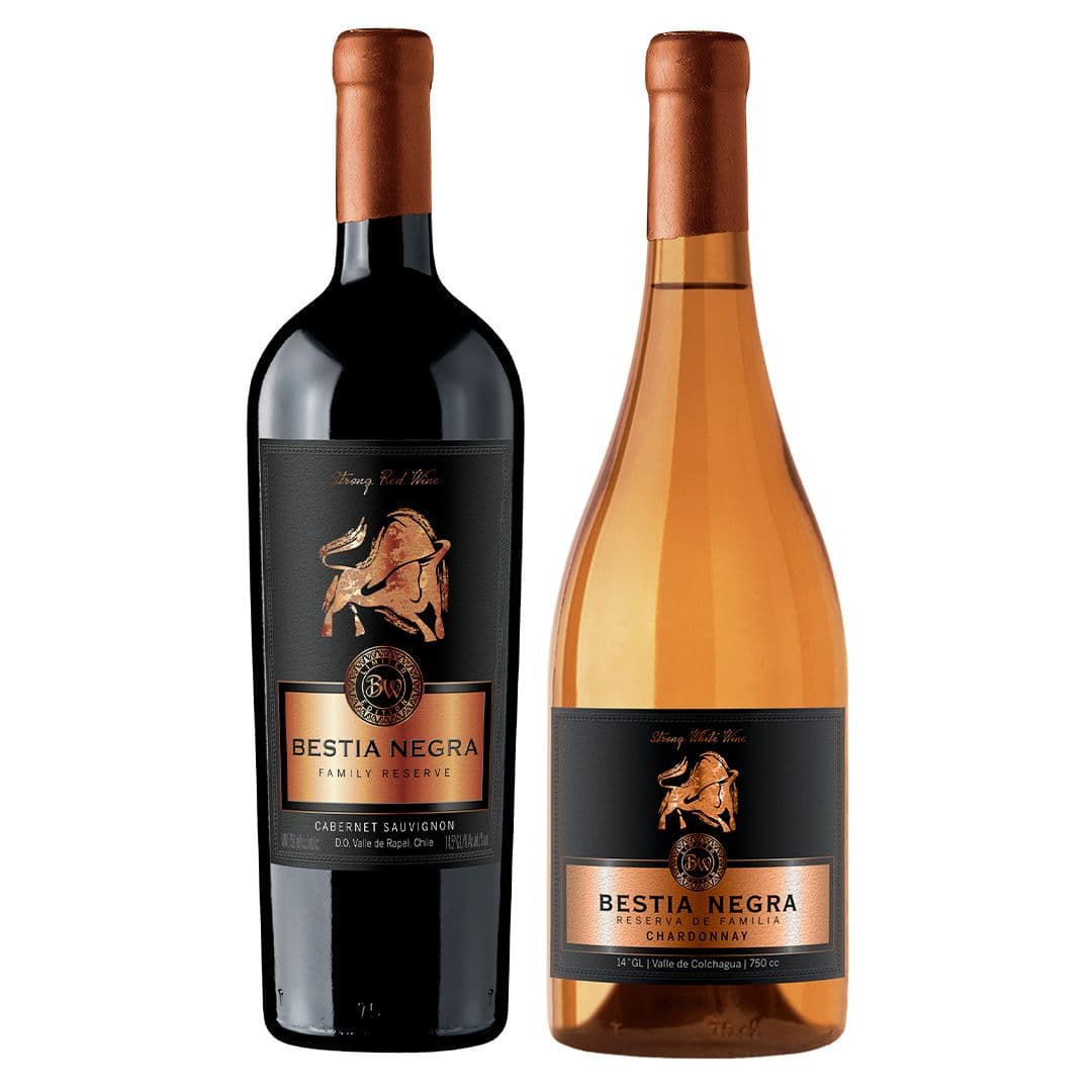 PACK BESTIAS N°4: 1x Vino Bestia Negra Cabernet Sauvignon 750cc + 1x Vino Bestia Negra Chardonnay 750cc_1