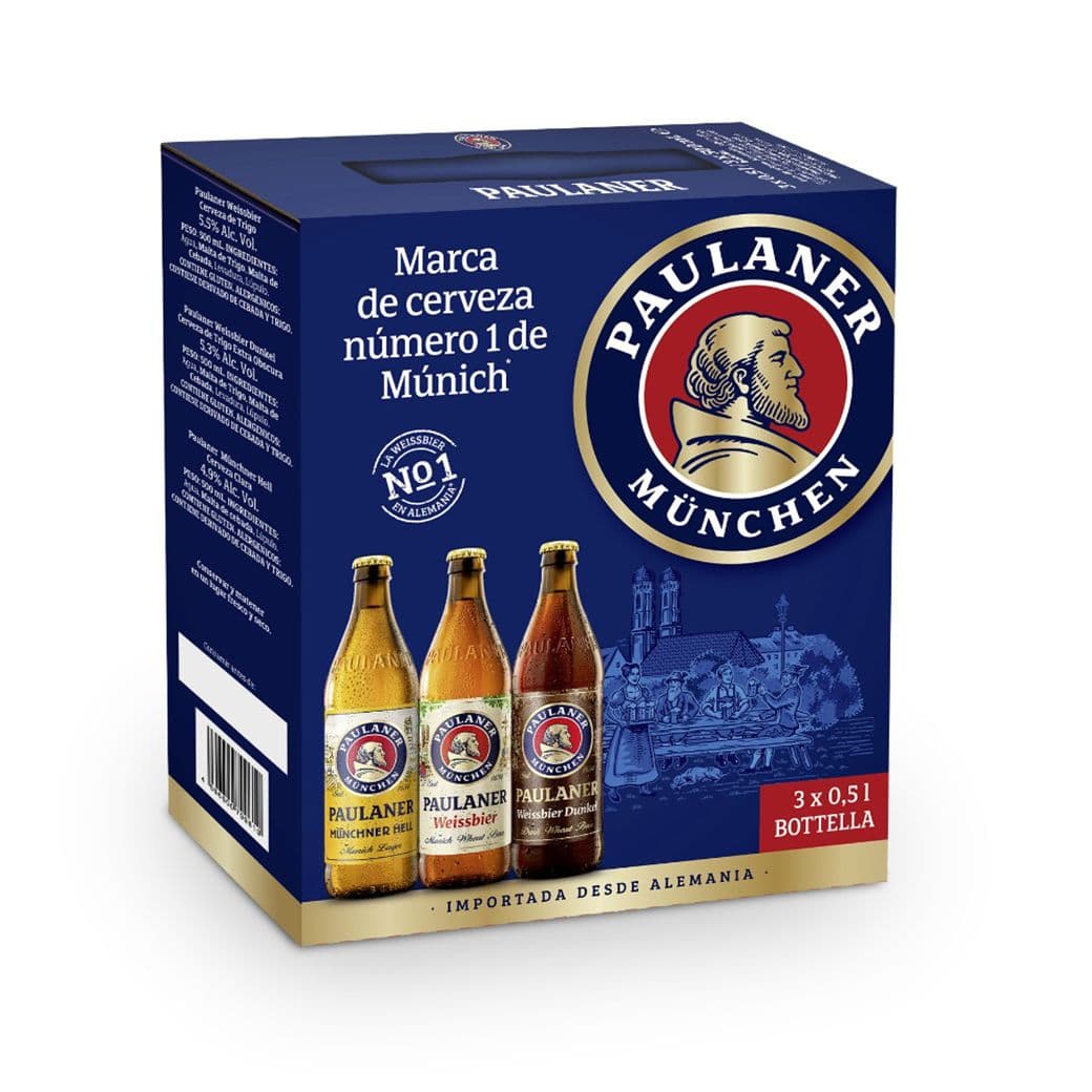 KIT CERVEZA PAULANER: 3x Variedades Cervezas Paulaner Botella (5,5°/5,3°/4,9°) 500cc_1