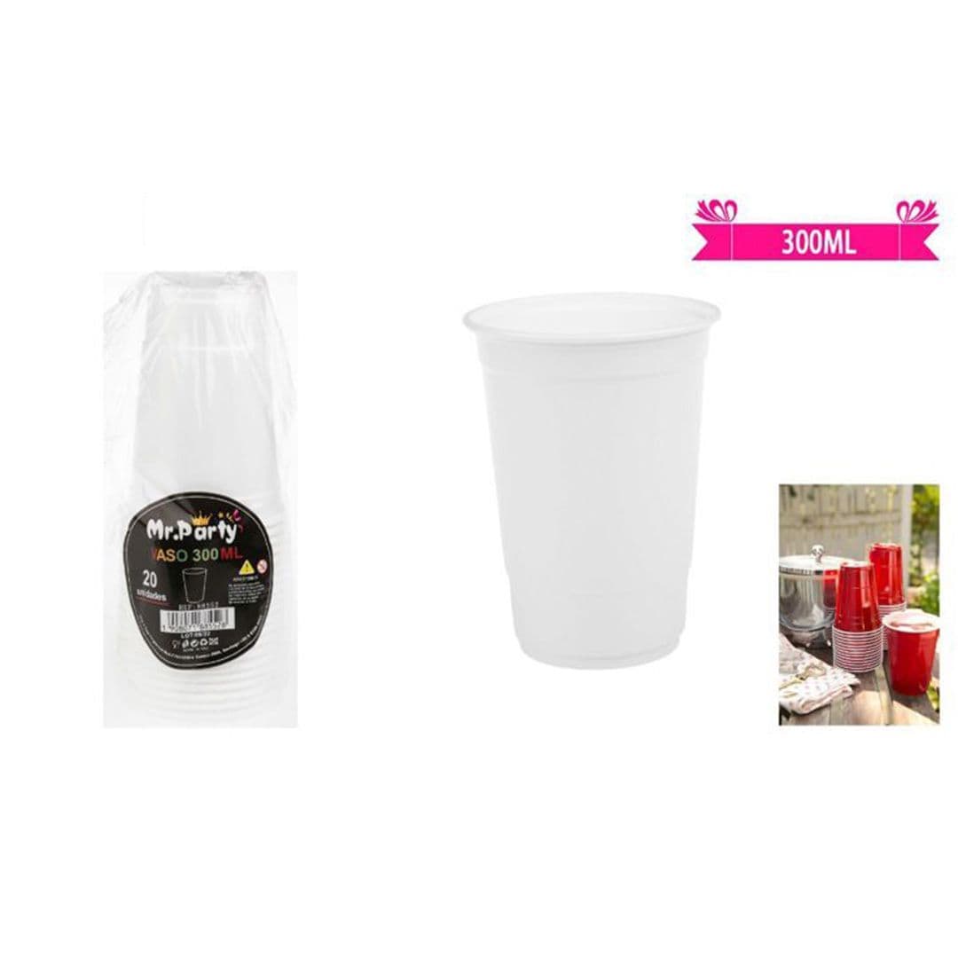 Vasos Plásticos Blanco 300cc (20 Unidades)_1