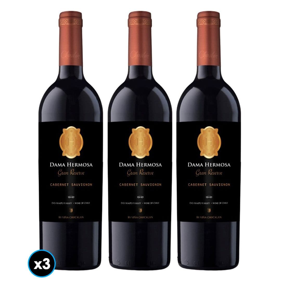 3x Vino Chocalan Dama Hermosa Gran Reserva Cabernet Sauvignon 750cc_1