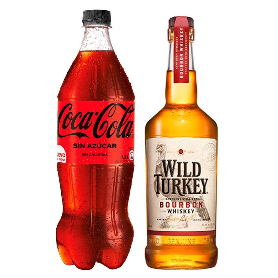 Pack Bourbon Wild Turkey 750cc + Bebida: Whiskey Bourbon Wild Turkey 750cc + Coca Cola Zero Azúcar 1.5 L_1