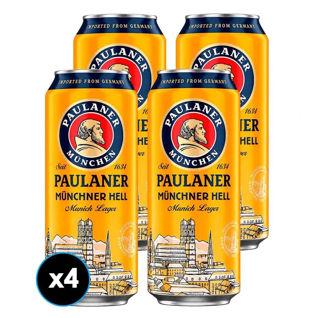 4x Cerveza Paulaner Münchener Hell Lata 500cc_1