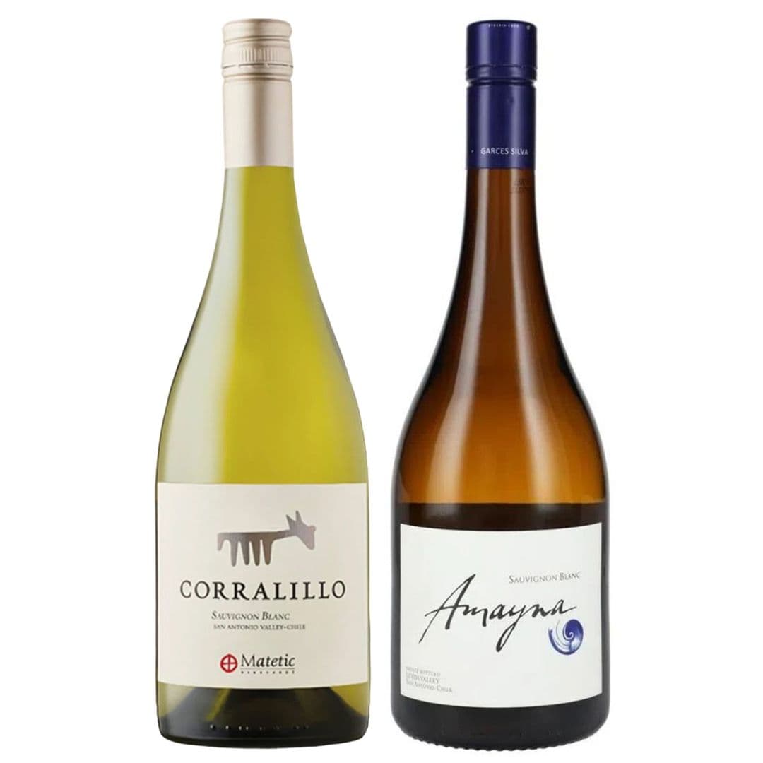 DUO MATETIC - GARCÉS SILVA: 1x Vino Matetic Corralillo Sauvignon Blanc 750cc + 1x Vino Garcés Silva Amayna Sauvignon Blanc 750cc_1