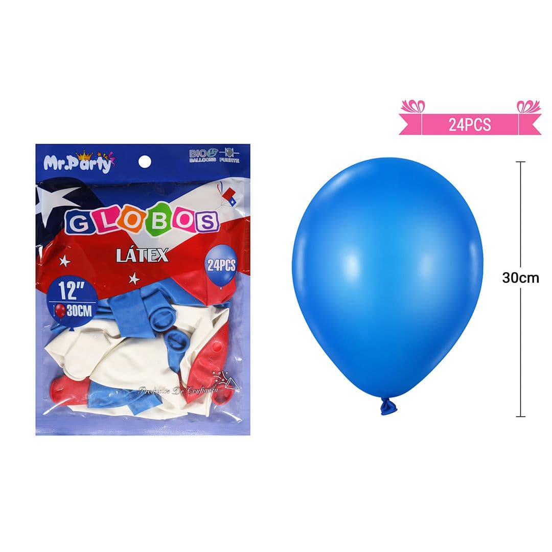 Globos Tricolor Fiestas Patrias 30 cm (24 Unidades)_1