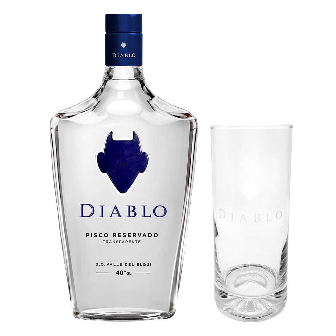 1x Pisco Diablo Transparente 700cc 40° alc. + 1x Vaso Diablo_1