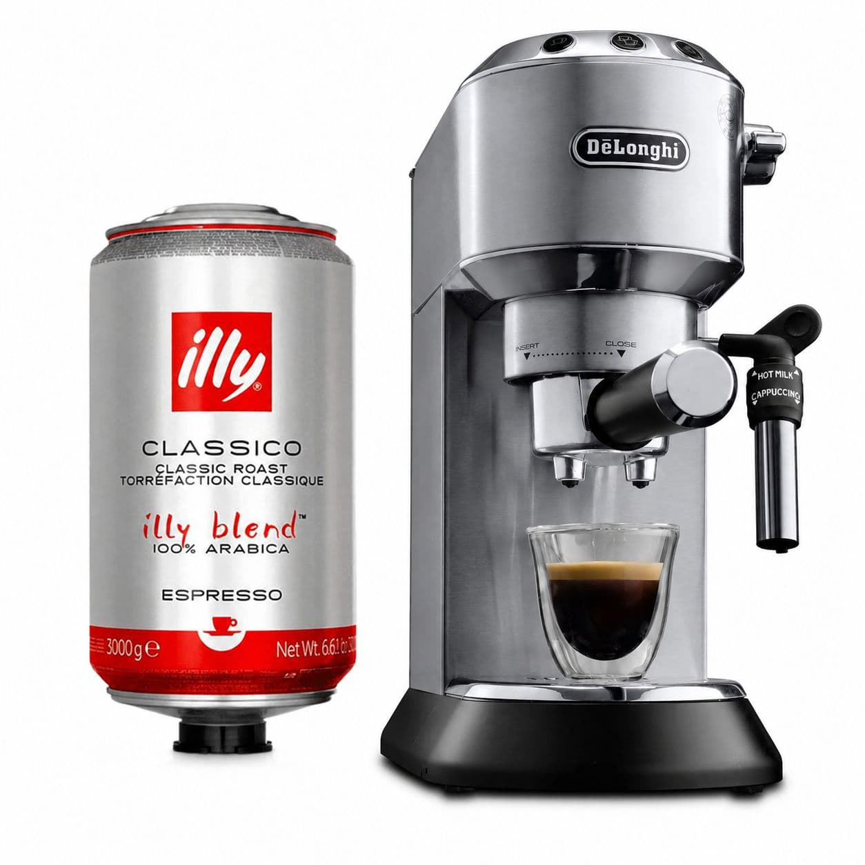 PACK DELONGHI - ILLY: 1x Cafetera DeLonghi Dedica Style Metal + 1x Café Illy Grano Clásico Lata 3kg_1