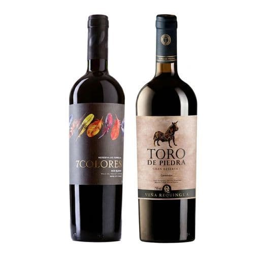DUO 7 COLORES - TORO DE PIEDRA: 1x Vino 7 Colores Single Vineyard Red Blend 750cc + 1x Vino Toro de Piedra Gran Reserva Carmenere 750cc_1