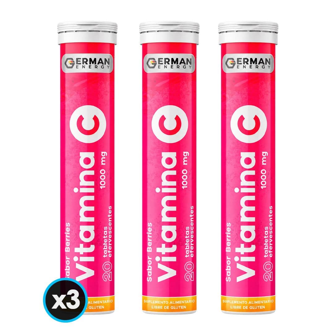 3x Vitamina C German Energy Berries 1000 mg (20 tabletas efervescentes)._1
