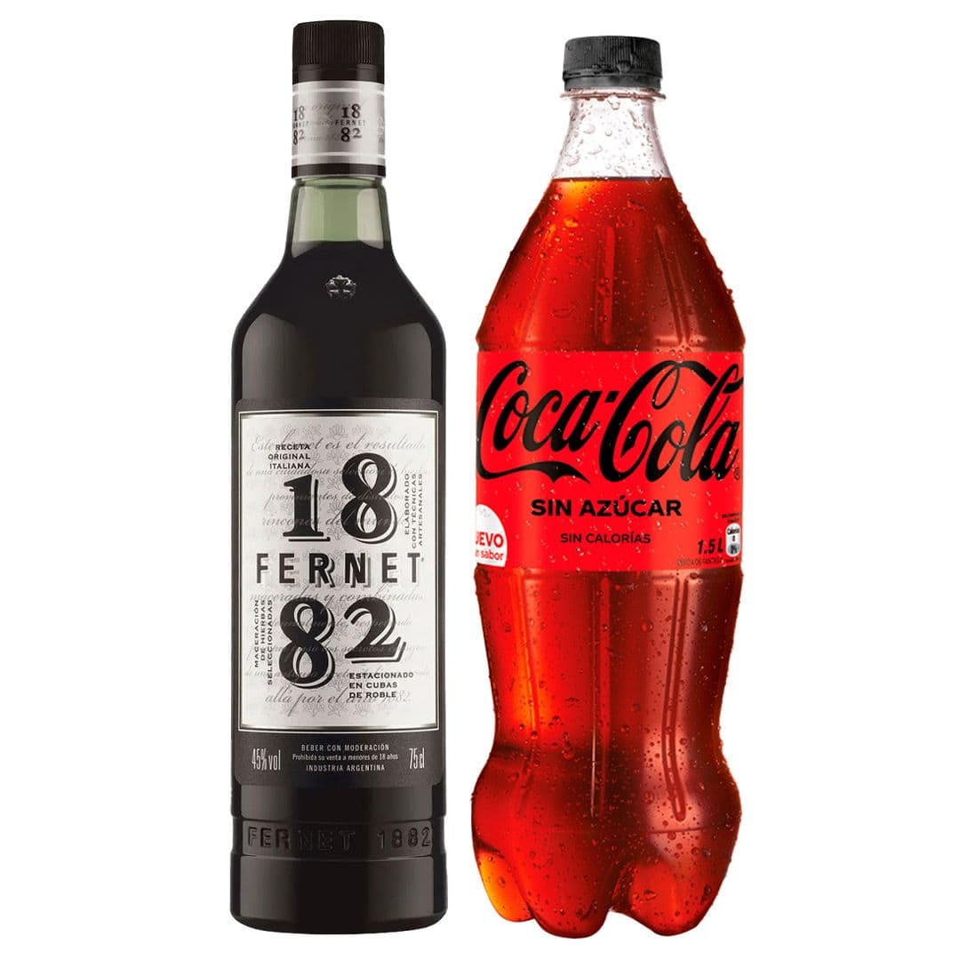 PACK 1882 N°1: 1x Licor Fernet 1882 750cc 46° alc. + 1x Bebida Coca Cola Sin Azúcar 1,5 Litros_1