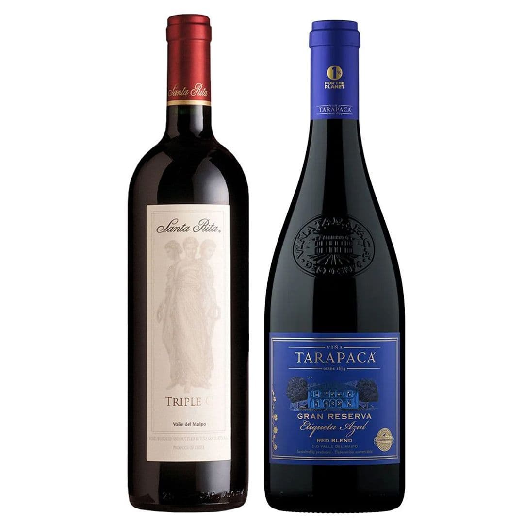 DUO TRIPLE C - TARAPACÁ: 1x Vino Triple C 750cc + 1x Vino Tarapacá Premium Etiqueta Azul Blend 750cc_1