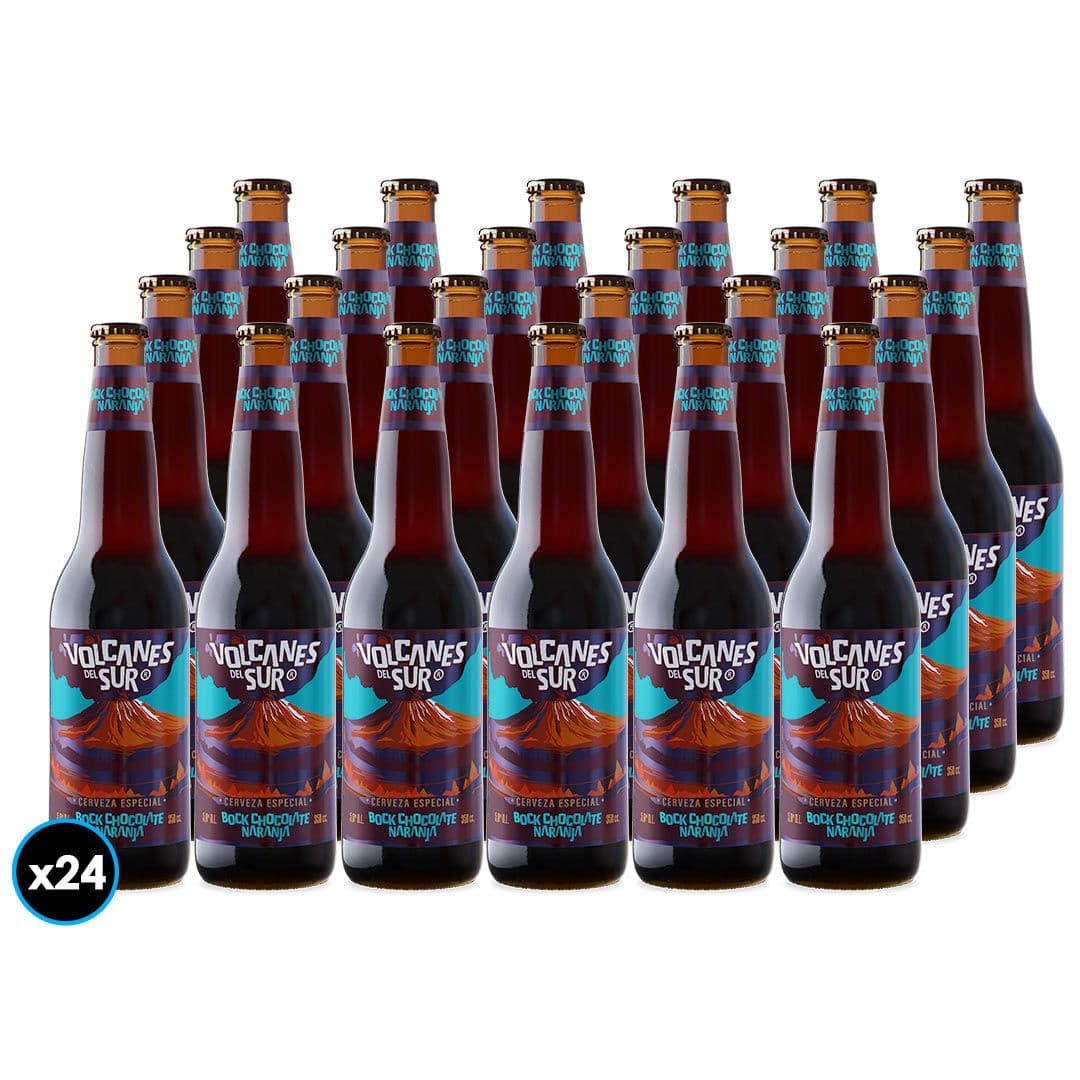 24x Cerveza Volcanes del Sur Bock Chocolate Naranja Botella 350cc_1