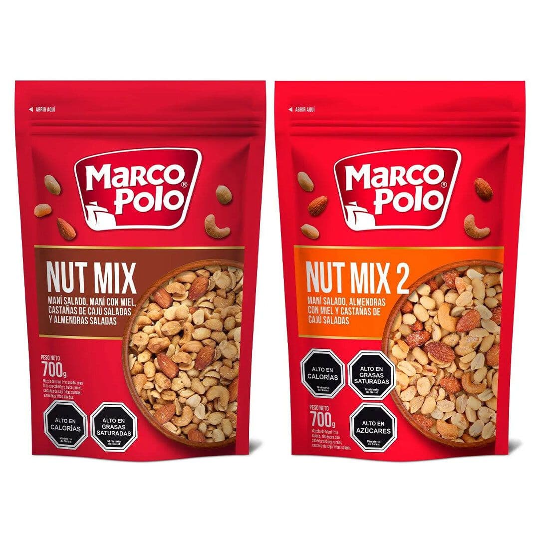 PACK NUT MIX MARCO POLO (700gr): 1x Nut Mix 1 Doypack Marco Polo 700 grs. + 1x Nut Mix 2 Doypack Marco Polo 700 grs._1