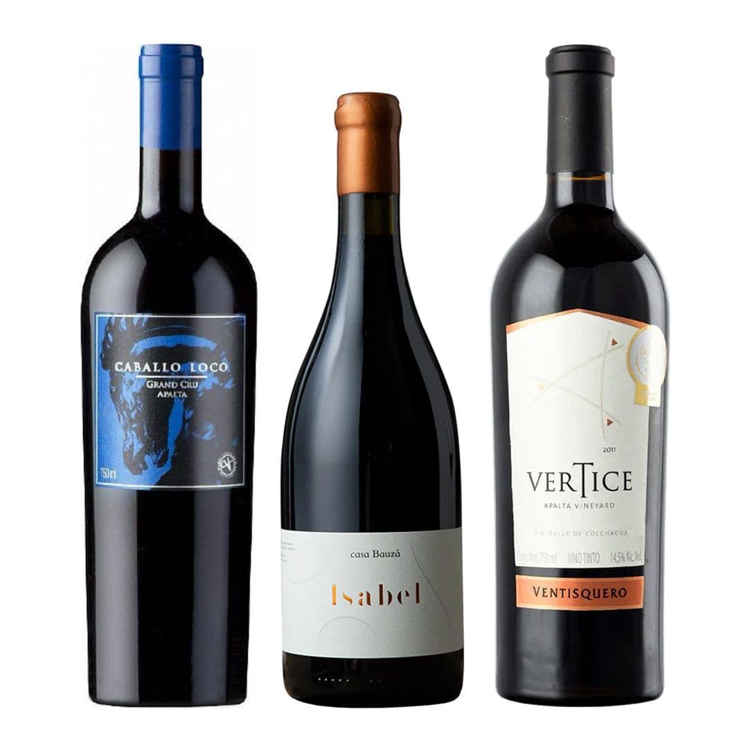 TRIO CABALLO LOCO - BAUZA - VERTICE: 1x Vino Caballo Loco Grand Cru Apalta 750cc + 1x Vino Ícono Casa Bauzá Isabel 750cc + 1x Vino Ventisquero Vertice 750cc_1