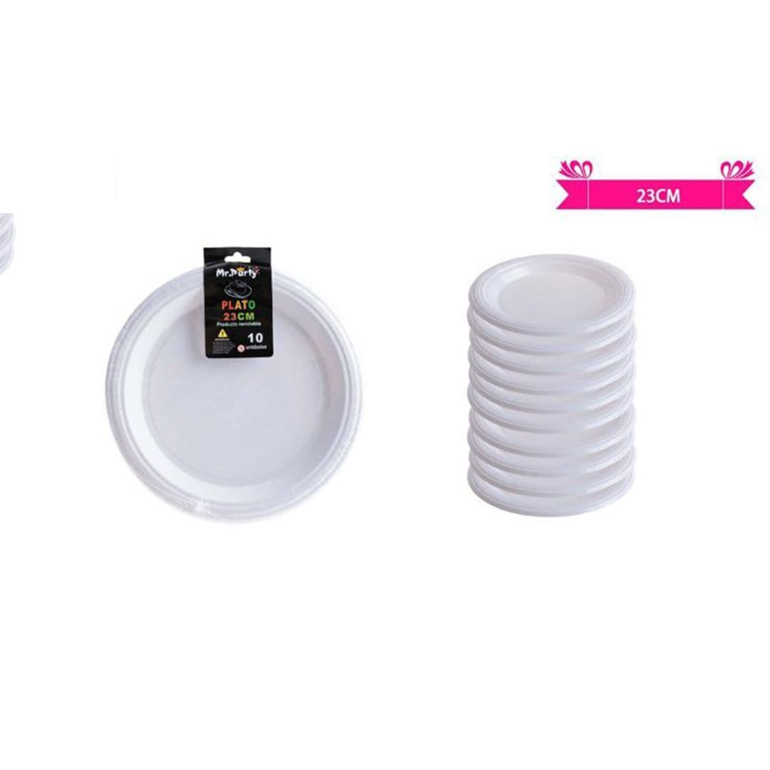 Platos Plásticos Blanco 23cm (10 Unidades)_1