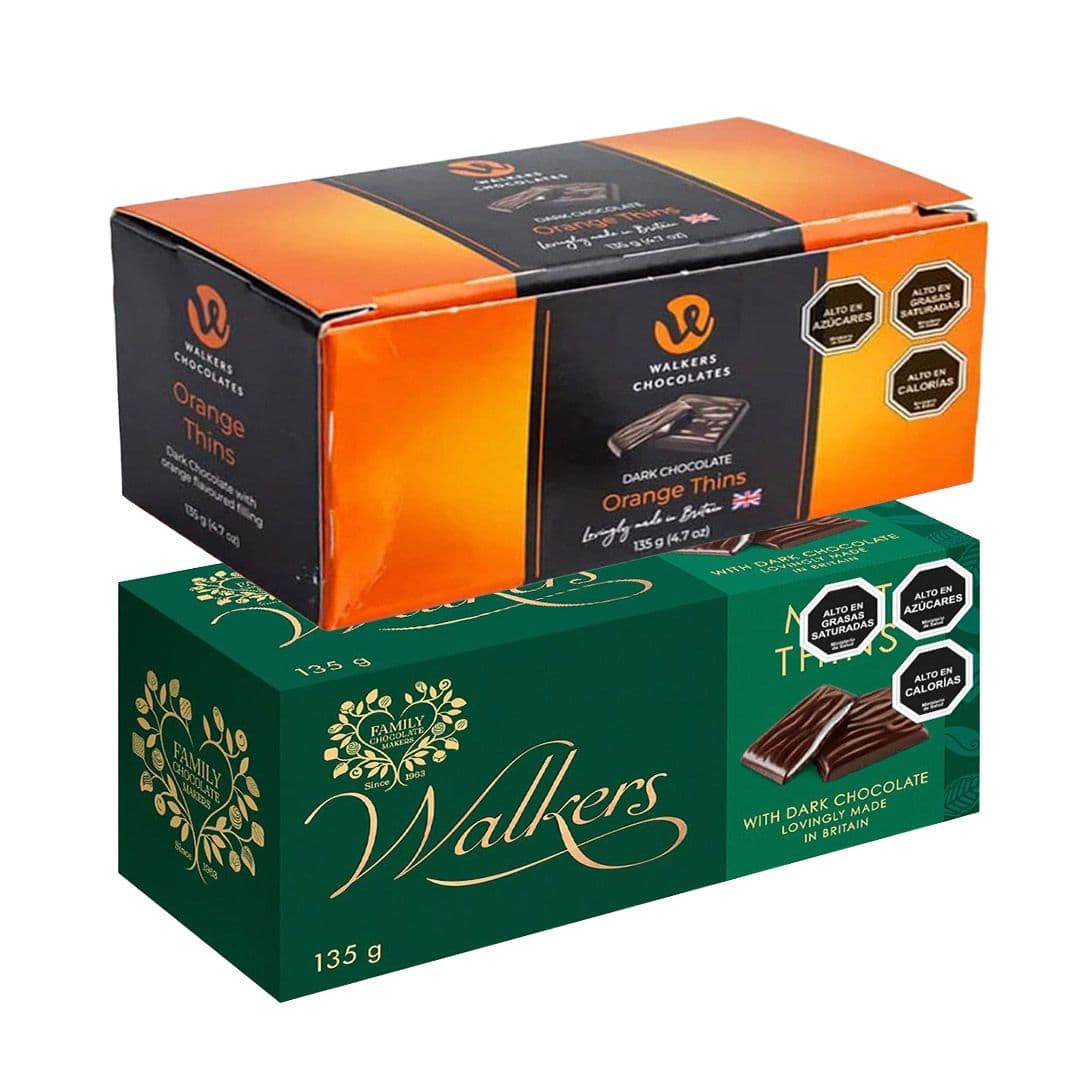 Pack Chocolate Walkers: 1x Chocolate Menta 135 grs + 1x Chocolate Amargo Orange Thins 135 grs_1