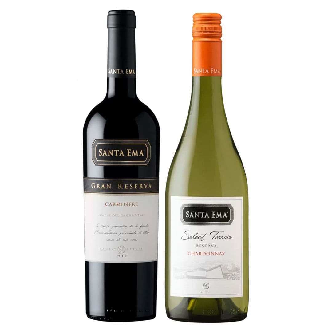 PACK SANTA EMA N°1: 1x Vino Santa Ema Gran Reserva Carmenere 750cc + 1x Vino Santa Ema Select Terroir Reserva Chardonnay 750cc_1