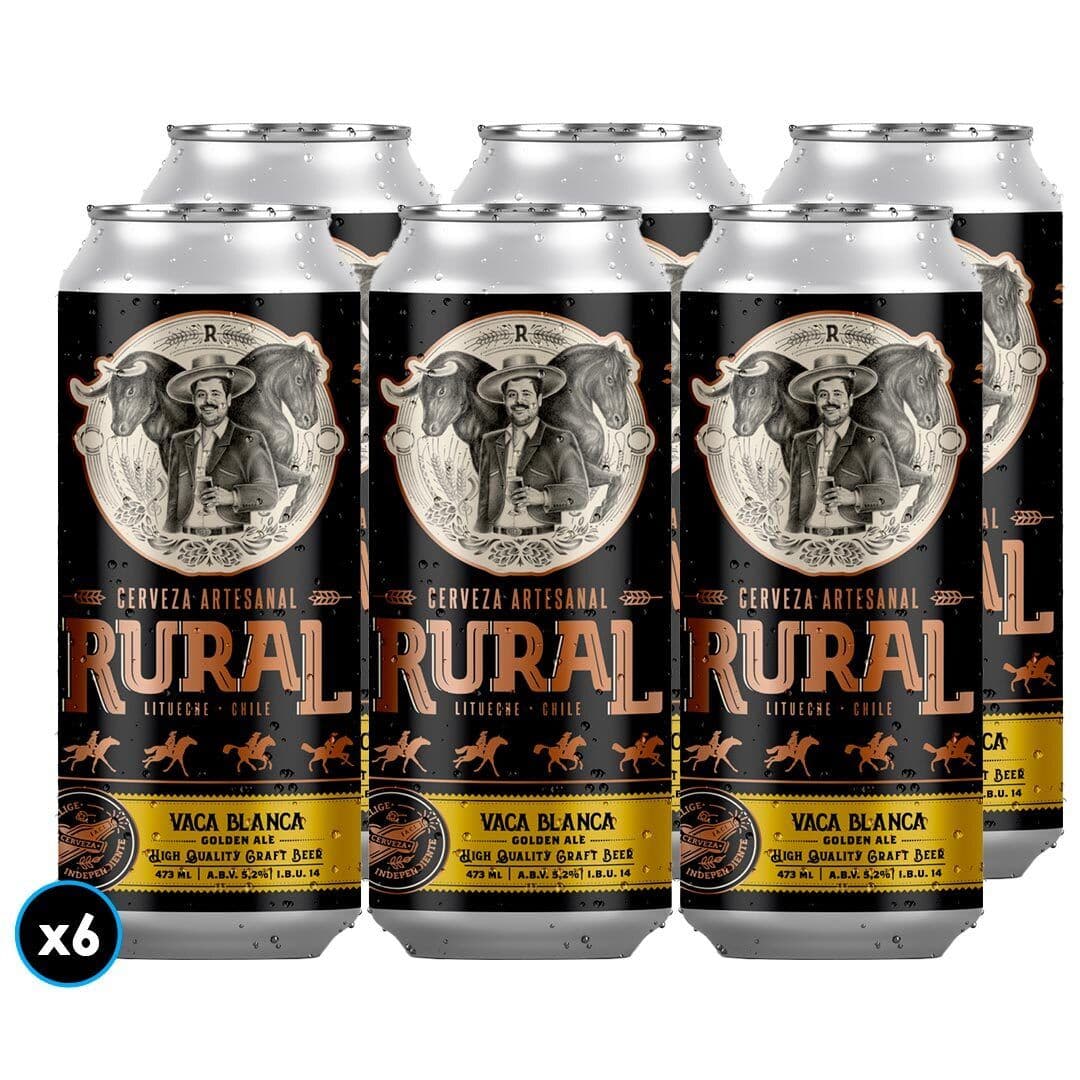 6x Cerveza Rural Vaca Blanca Lata 473cc 5,2°alc._1