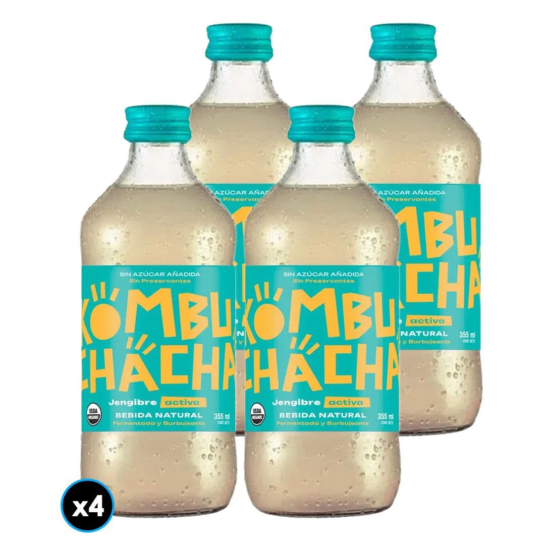 4x Kombuchacha Jengibre Sin Azúcar Añadida Botella 500cc_1