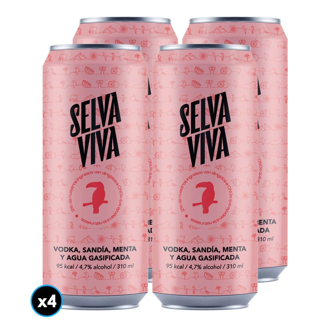 4x Bebida Premium Selva Viva Vodka Sandía Menta 310cc_1