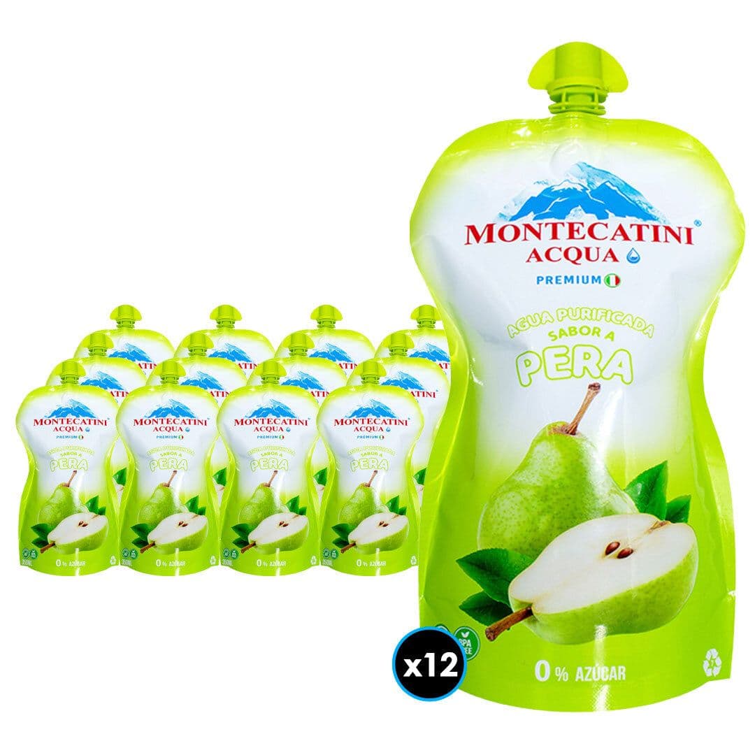 12x Agua Purificada Montecatini Sabor Pera 350cc_1