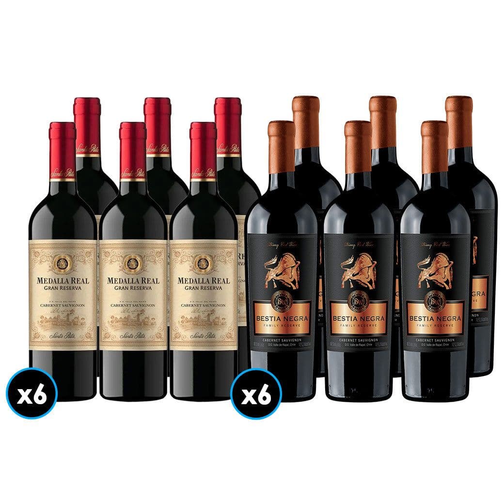 PACK REAL BESTIA: 6x Vino Medalla Real Gran Reserva Cabernet Sauvignon 750cc + 6x Vino Bestia Negra Cabernet Sauvignon 750cc_1