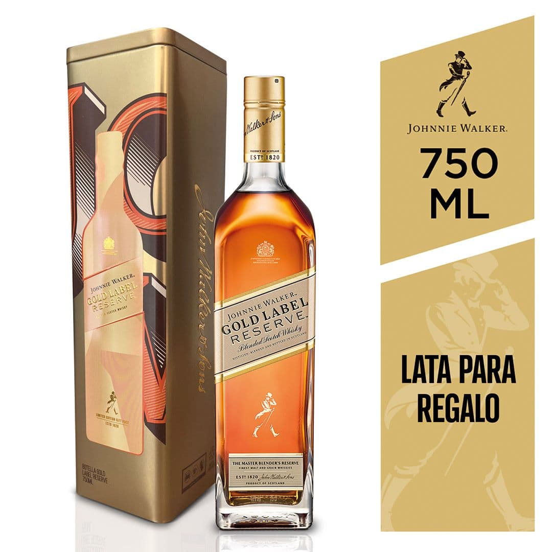 Whisky Johnnie Walker Gold Label 750cc + Estuche de lata_1