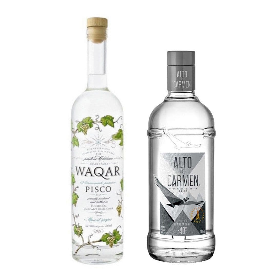 DUO WAQAR + ALTO: 1x Pisco Waqar 700cc + 1x Pisco Alto del Carmen Transparente 750cc 40º alc._1