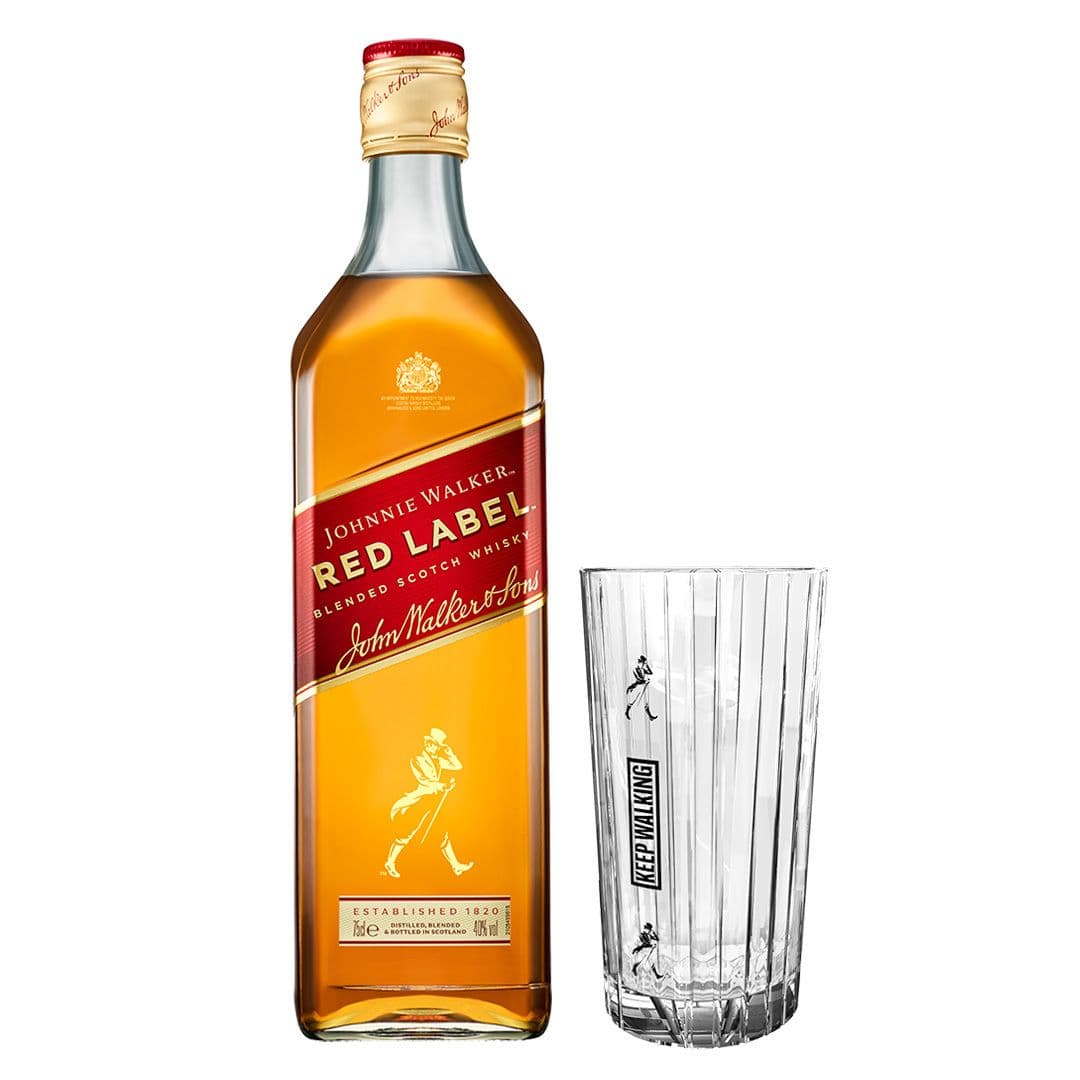 PACK JW RED LABEL: Whisky Johnnie Walker Red Label 750cc 40º alc. + Vaso Highball Johnnie Walker_1