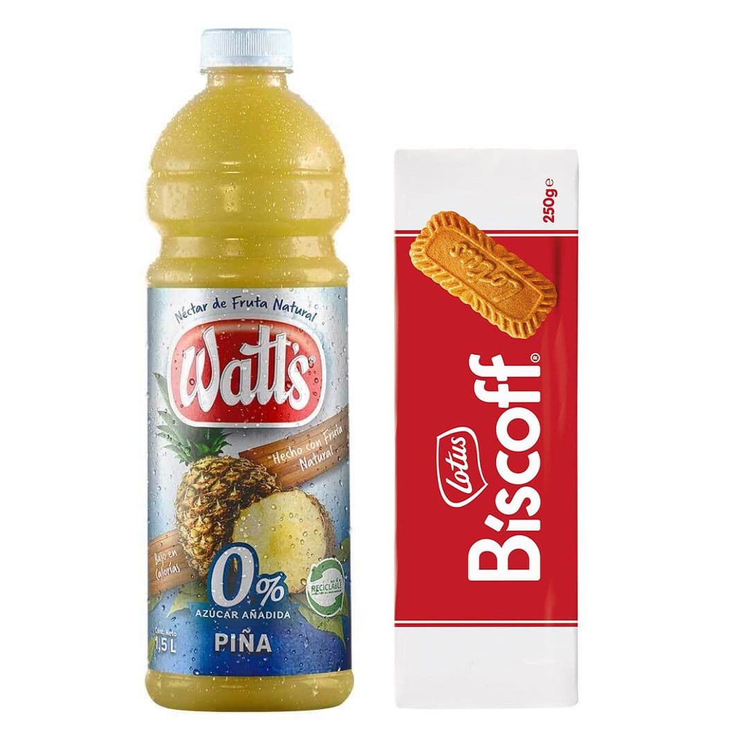 Pack: Jugo Watts Piña Light 1,5 Litros + Galleta Lotus Biscoff 250 grs._1