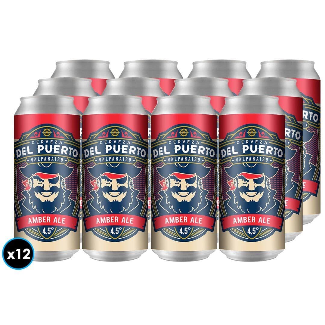 12X Cerveza Del Puerto Amber Lata 473 CC 4.5° GL_1