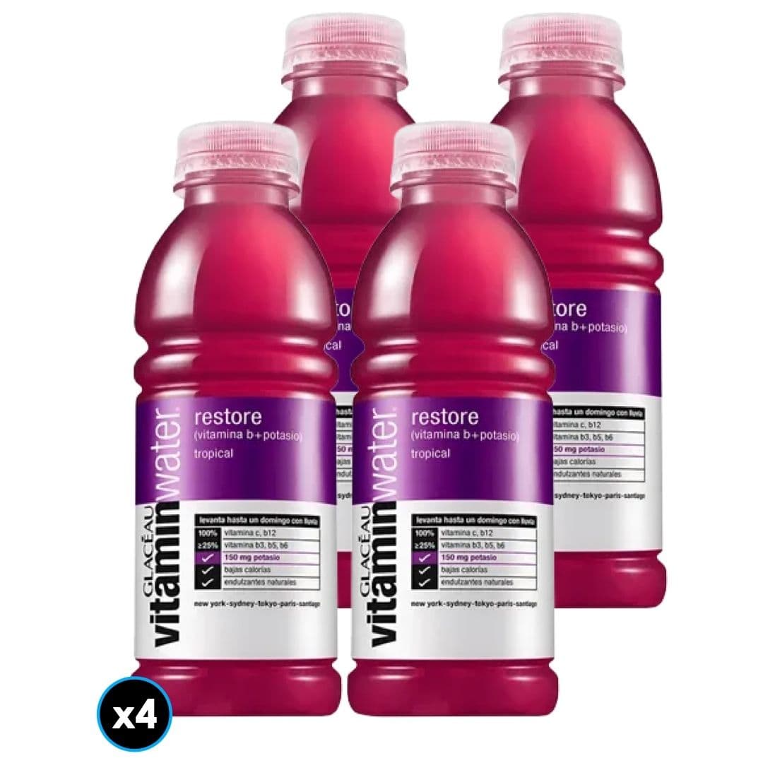 4x Agua Saborizada Vitamin Water Restore 500cc_1