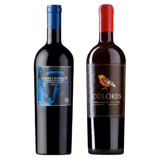 DUO 7 COLORES - CABALLO LOCO: 1x Vino 7 Colores Icono Alzado Cabernet Sauvignon 750cc + 1x Vino Caballo Loco Grand Cru Apalta 750cc_1