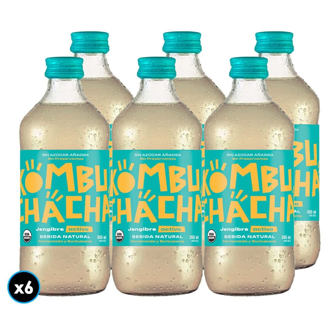 6x Kombuchacha Jengibre Botella Sin Azúcar Añadida 355 ml._1