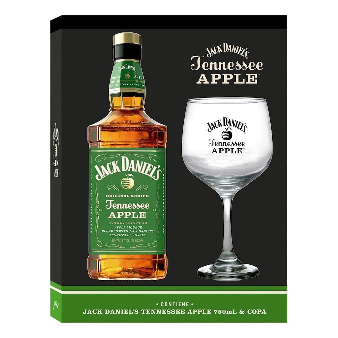 KIT WHISKEY JACK DANIELS APPLE 750CC: Whiskey Jack Daniels Apple 750cc + 1 Copa Vidrio._1