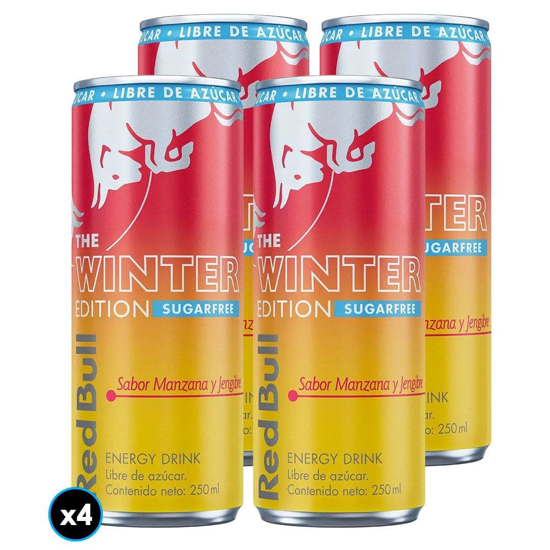 4x Bebida Energética Red Bull Winter Sin Azúcar Manzana Jengibre 250cc_1
