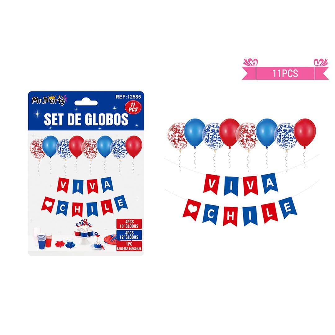 Set 3 de Globos con Guirnalda Fiestas Patrias (11 pcs)_1
