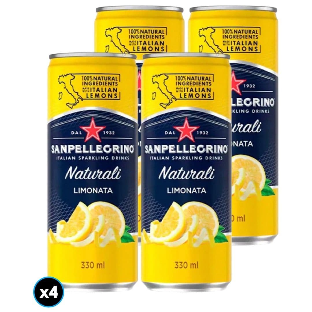 4x Agua San Pellegrino Limonata Con Gas Lata 330cc_1