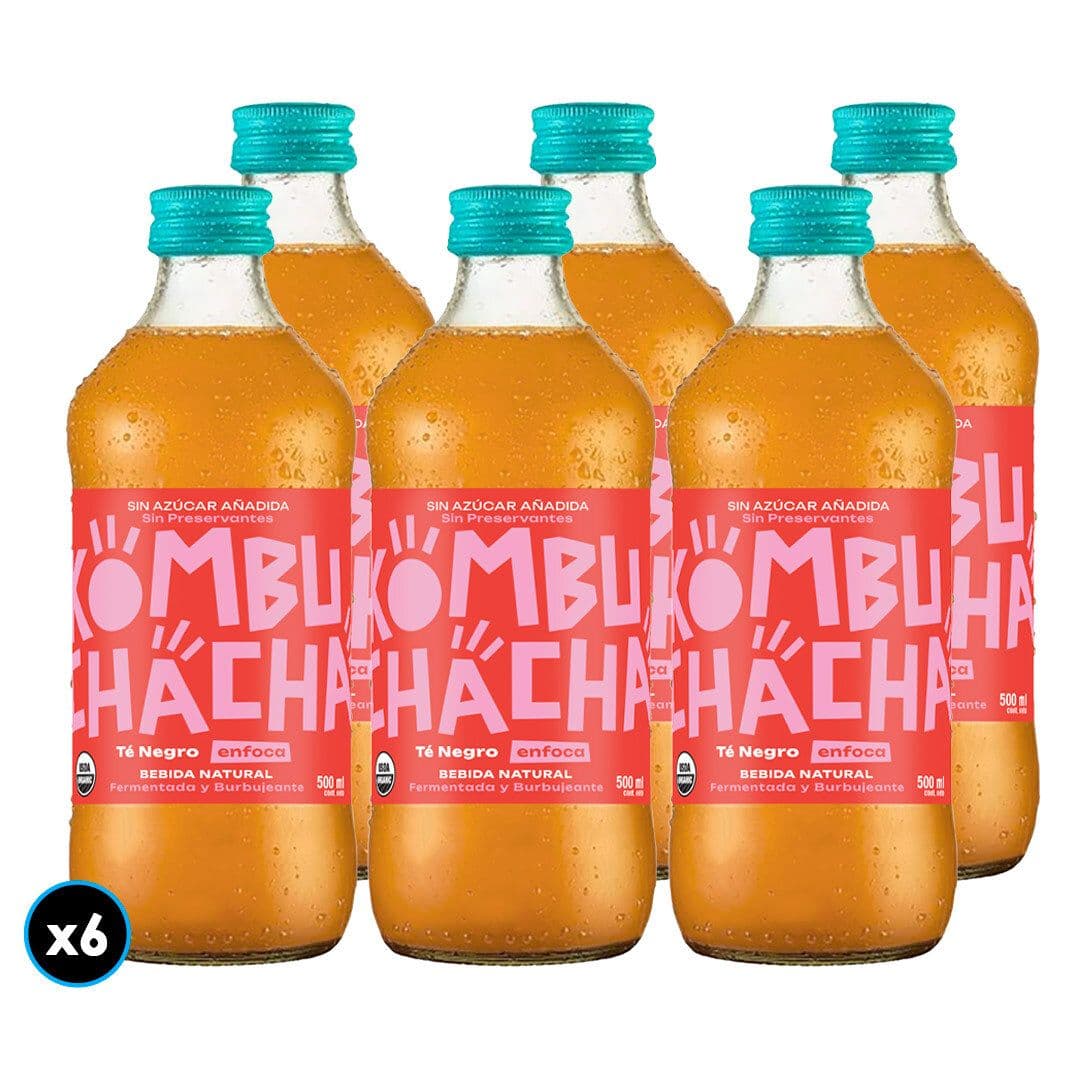 6x Kombuchacha Original Té Negro Botella Sin Azúcar Añadida 355 ml._1