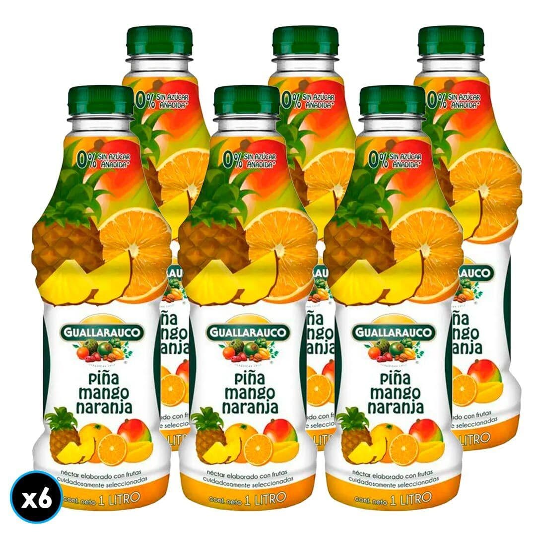 6x Jugo Guallarauco Piña Naranja Mango Sin Azúcar 1 Litro_1