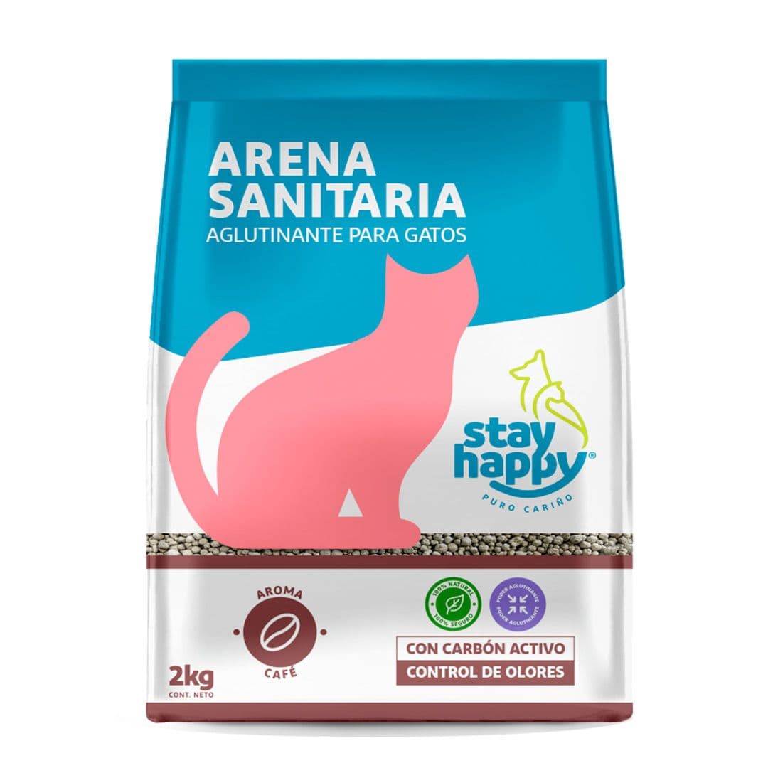 Arena para Gatos Aglutinante Stay Happy Aroma Café 2 Kg_1