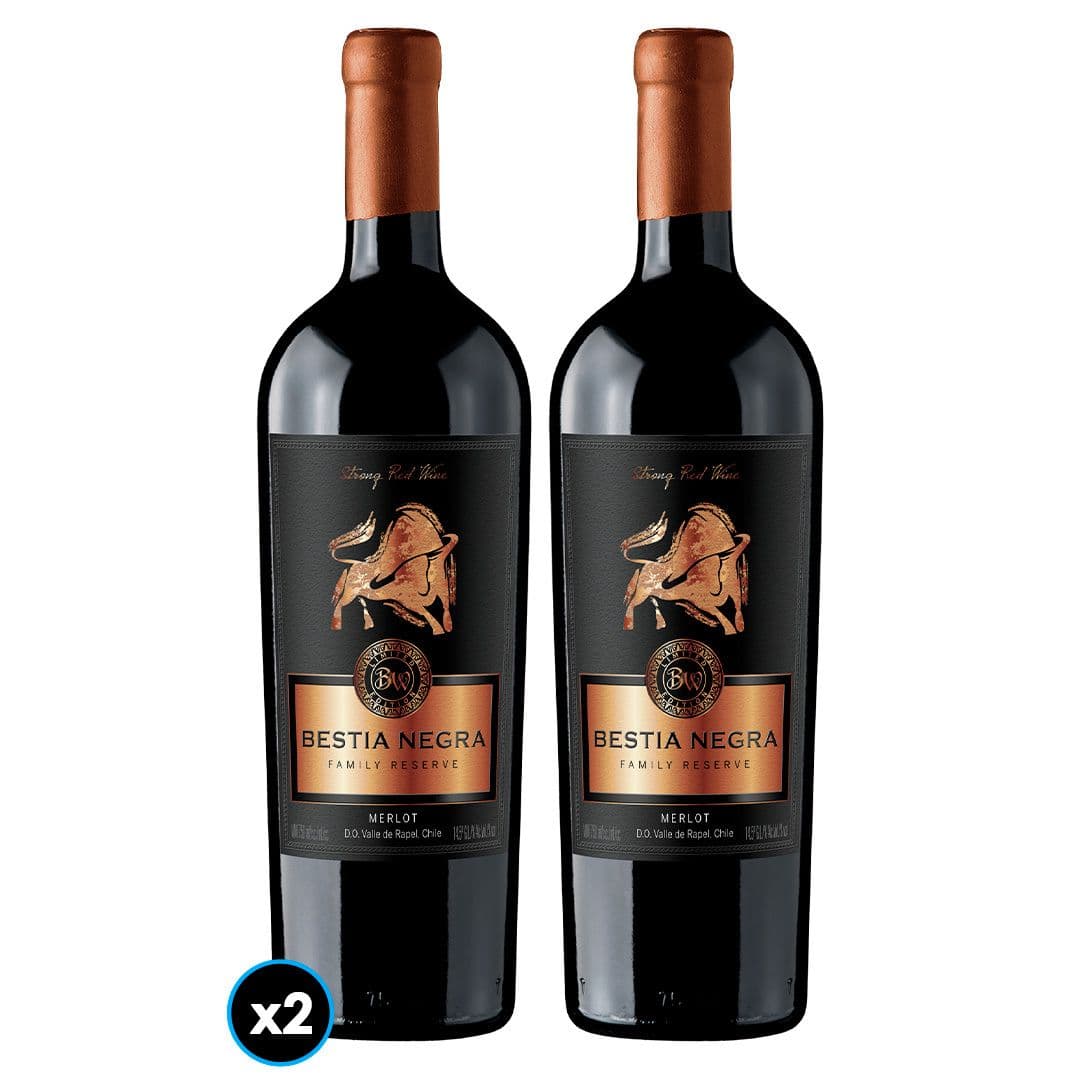 DÚO BESTIAS N°3: 2x Vino Bestia Negra Merlot 750cc _1