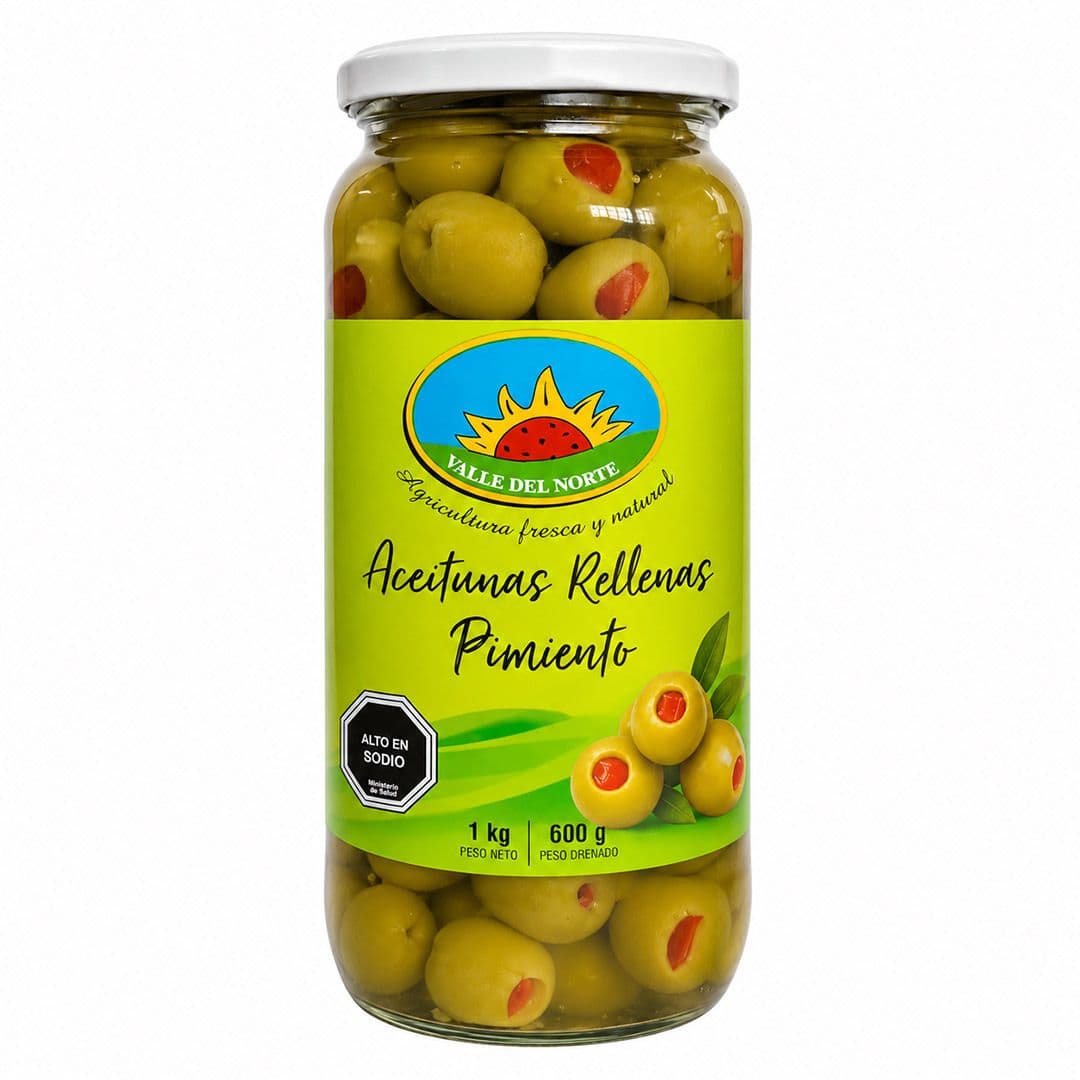 Aceitunas Valle del Norte Rellenas de Pimento 600 grs._1