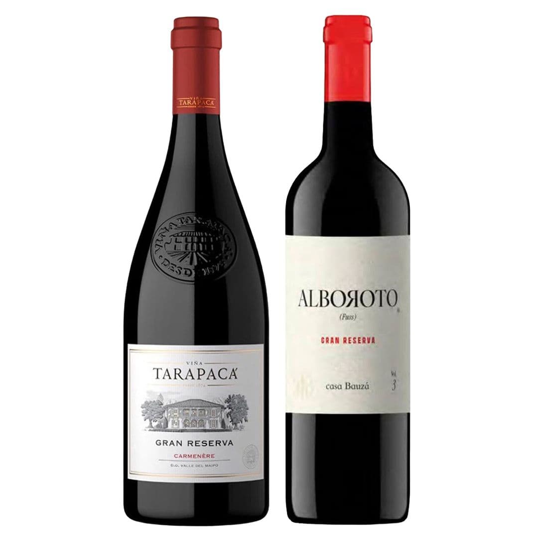 DUO TARAPACA - ALBOROTO: 1x Vino Tarapacá Gran Reserva Carmenere 750cc + 1x Vino Bauzá Alboroto Carmenere 750cc_1