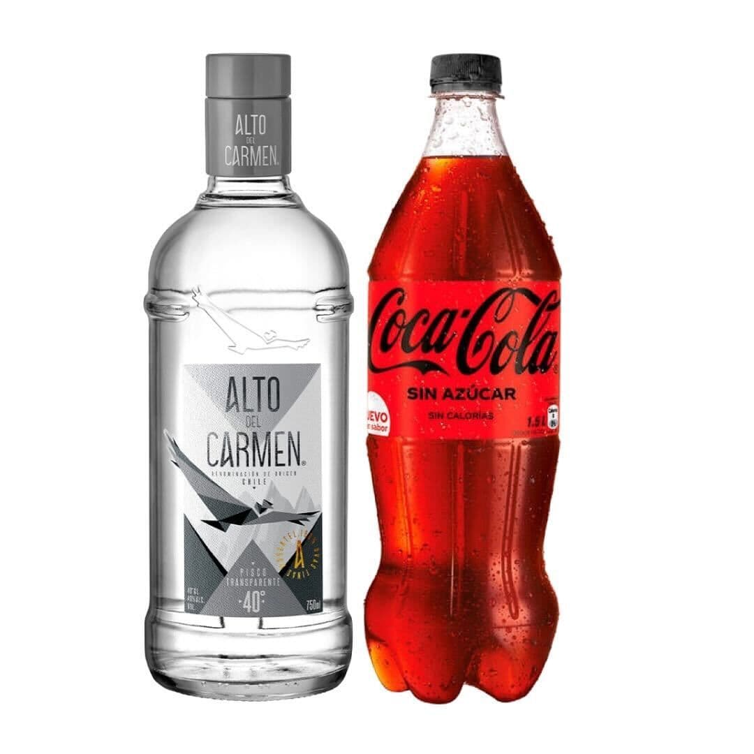 PACK PISCOLERO N°3: Pisco Alto del Carmen Transparente 750cc 40º alc. + Bebida Coca-Cola Zero Azúcar 1.5 L_1
