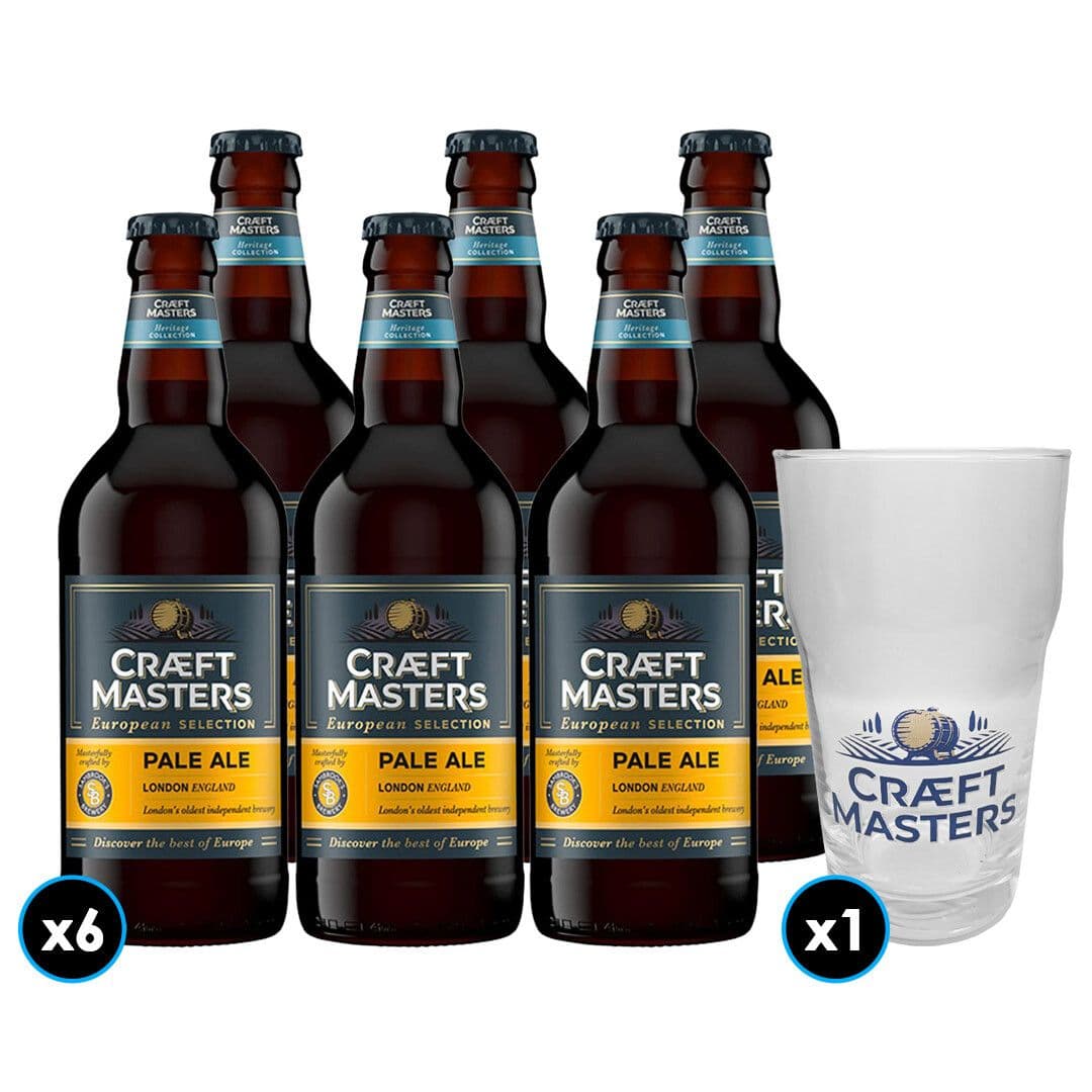 PACK MASTERS N°1: 6x Cerveza Craft Masters Pale Ale 500cc + 1x Vaso Cerveza Craft Masters_1