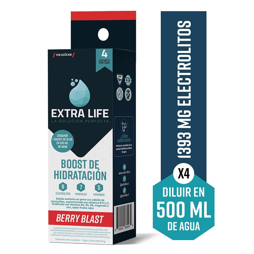 Boost de Hidratación Extra Life Berry Blast (4 Unidades)"_1