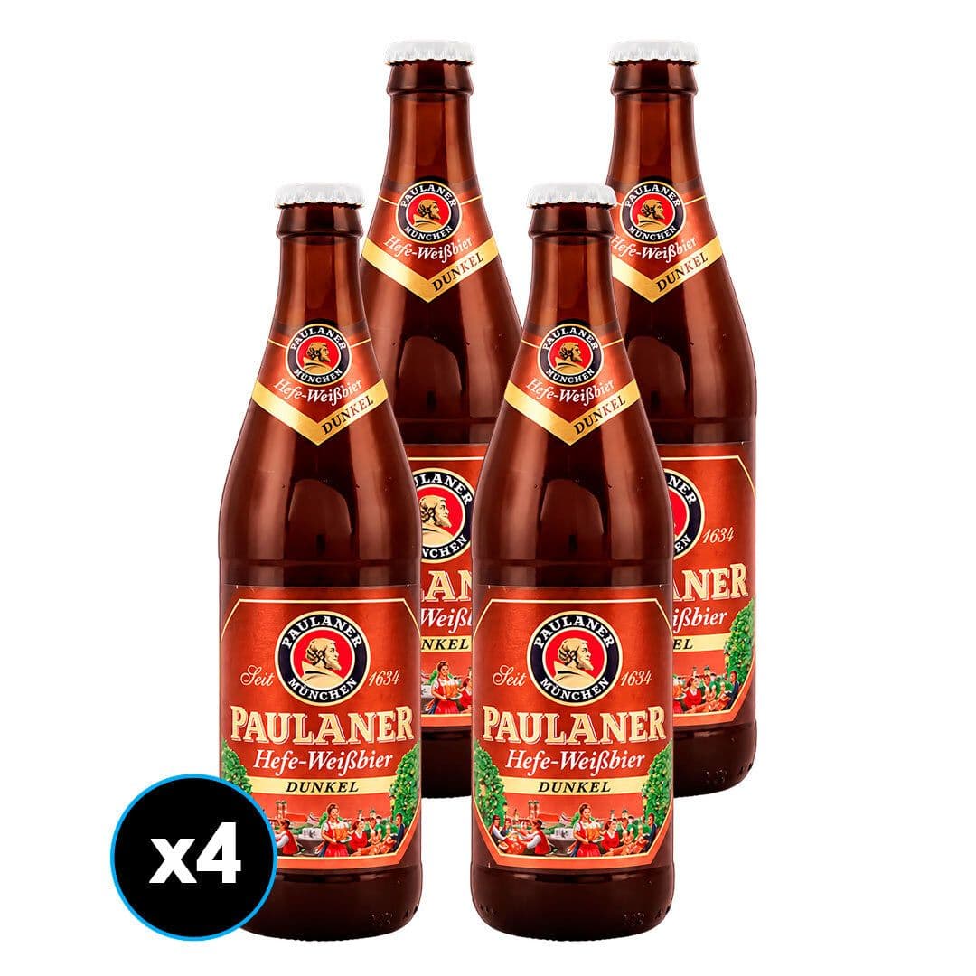 4x Cerveza Paulaner Weissbier Dunkel Botellin 500cc_1