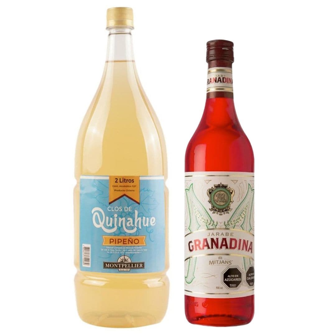 Pack Terremoto: Pipeño Montpellier Clos de Quinahue 2 Litros + Jarabe de Granadina Mitjans 900cc_1