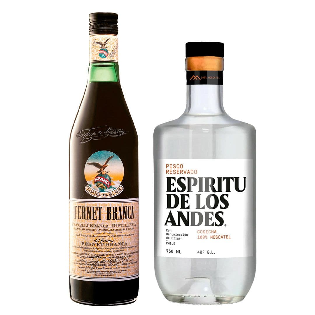 PACK BRANCA + EDLA: Licor Fernet Branca 750cc + Pisco Espíritu de Los Andes 750cc_1
